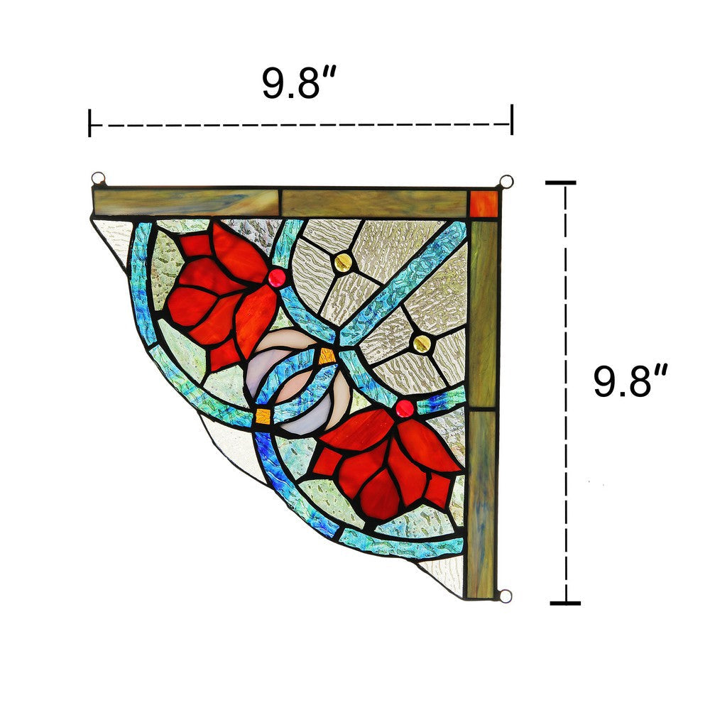 Lighting ROSEHEART Victorian Tiffany-glass Window Panel 10’’ Wide CHL-CH3P110RF10-CGP