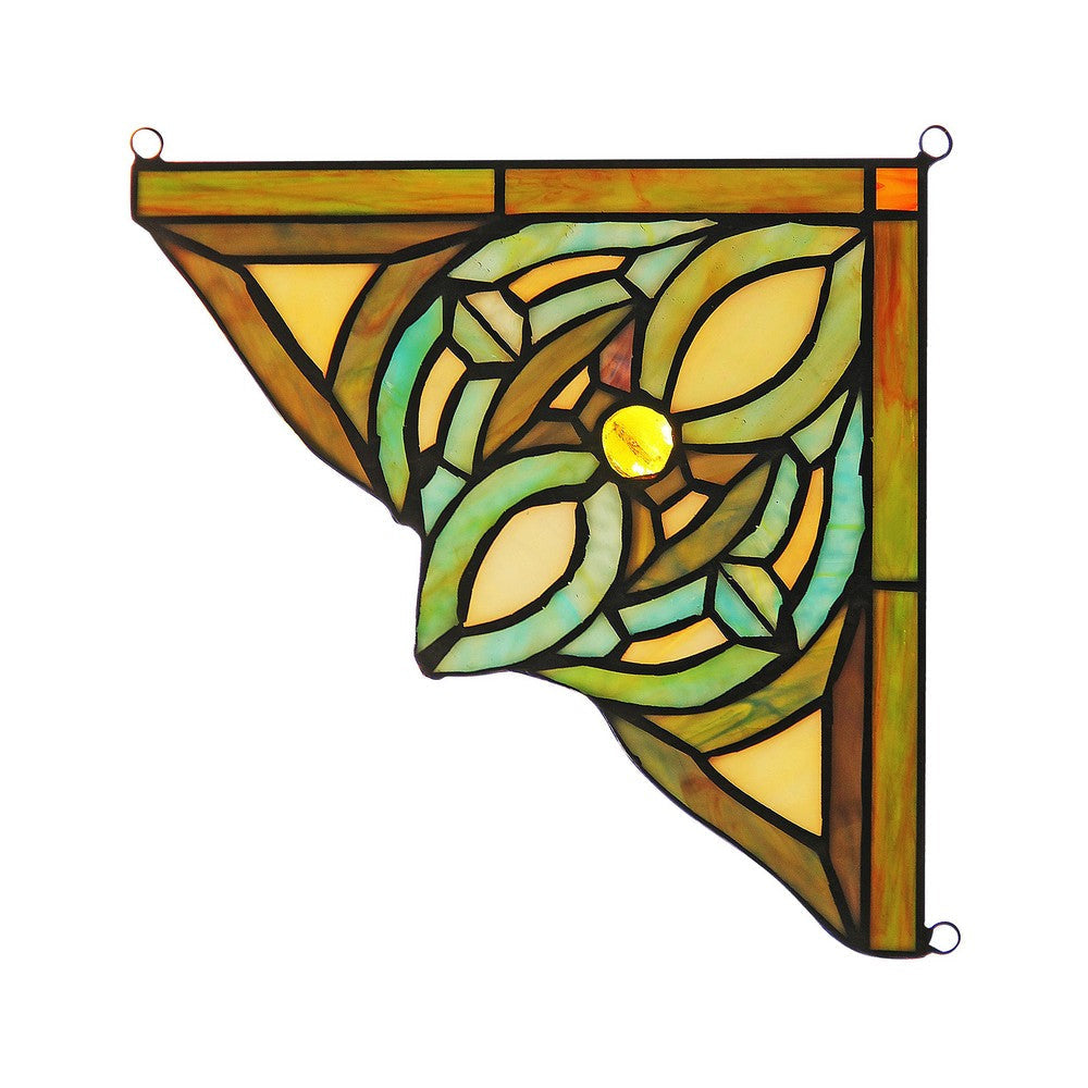 Lighting KYLEN Victorian Tiffany-glass Window Panel 8’’ Wide CHL-CH3P111GV08-CGP