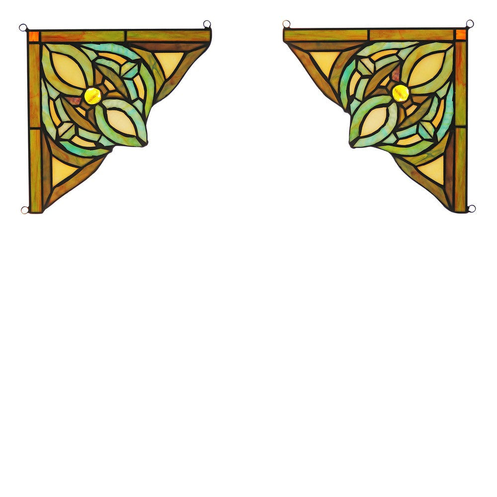 Lighting KYLEN Victorian Tiffany-glass Window Panel 8’’ Wide CHL-CH3P111GV08-CGP