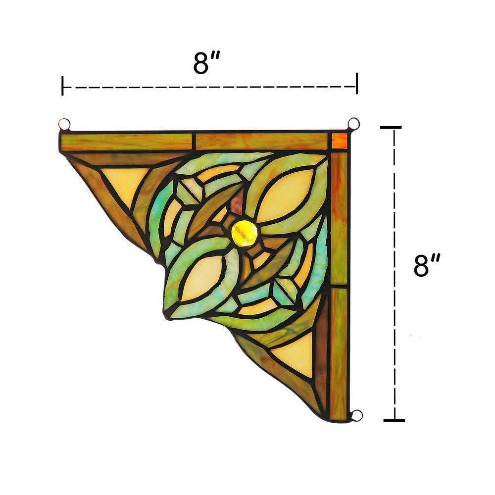 Lighting KYLEN Victorian Tiffany-glass Window Panel 8’’ Wide CHL-CH3P111GV08-CGP