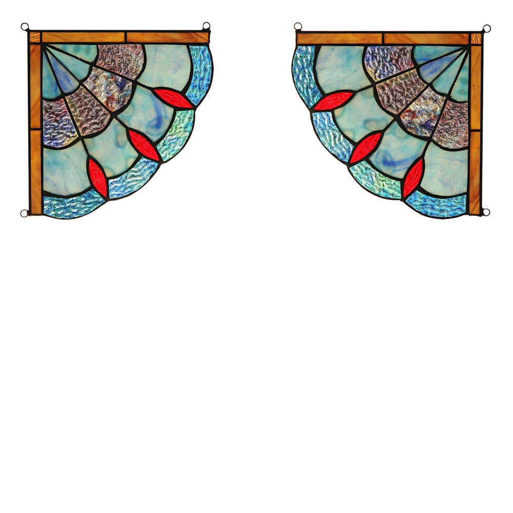 Lighting MEI Victorian Tiffany-glass Window Panel 8’’ Wide CHL-CH3P112BG08-CGP