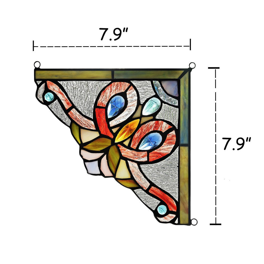Lighting VICTORIE Victorian Tiffany-glass Window Panel 8’’ Wide CHL-CH3P114RV08-CGP