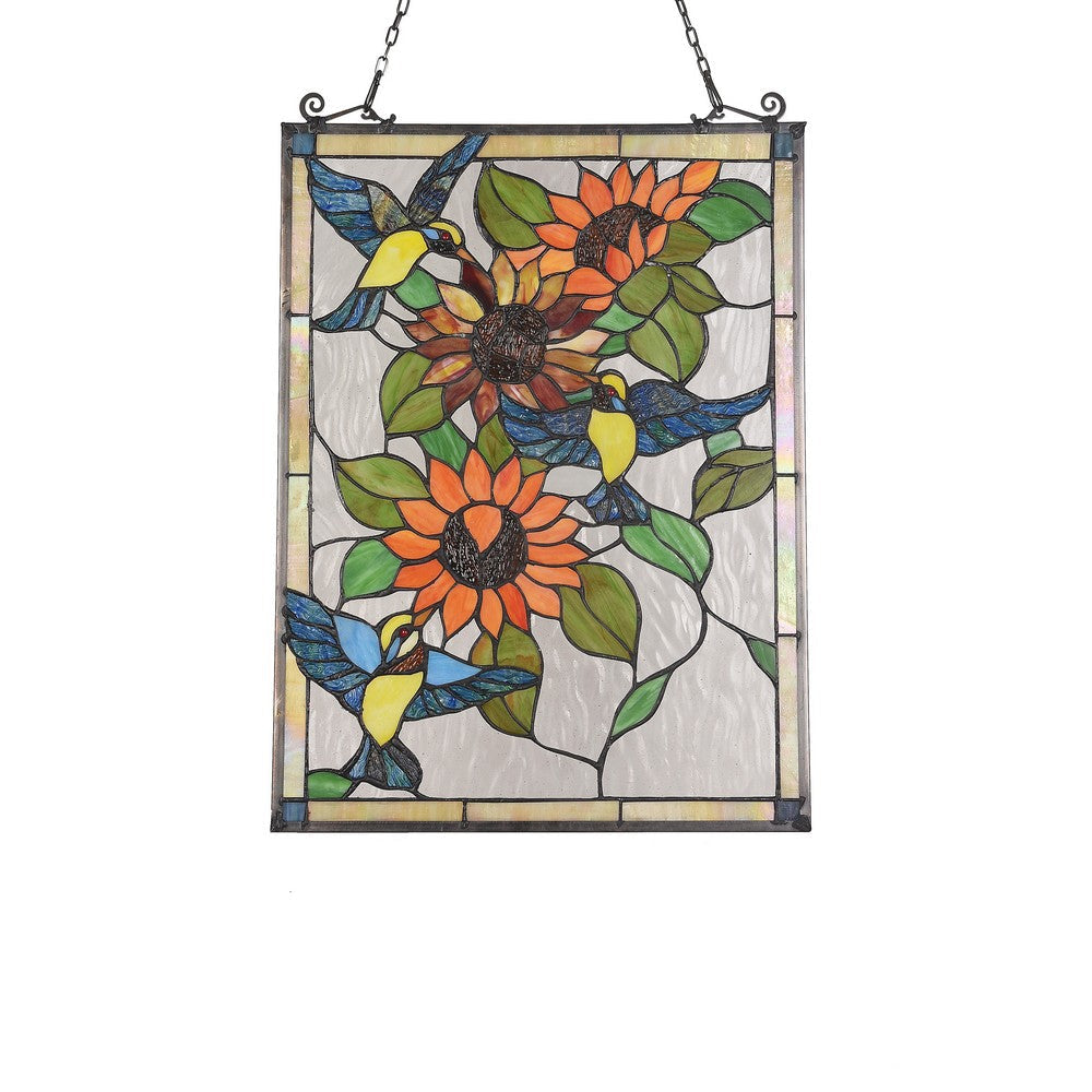 Lighting SUNFLOWER Animal Tiffany-glass Window Panel 24’’ Tall CHL-CH3P124OF24-GPN
