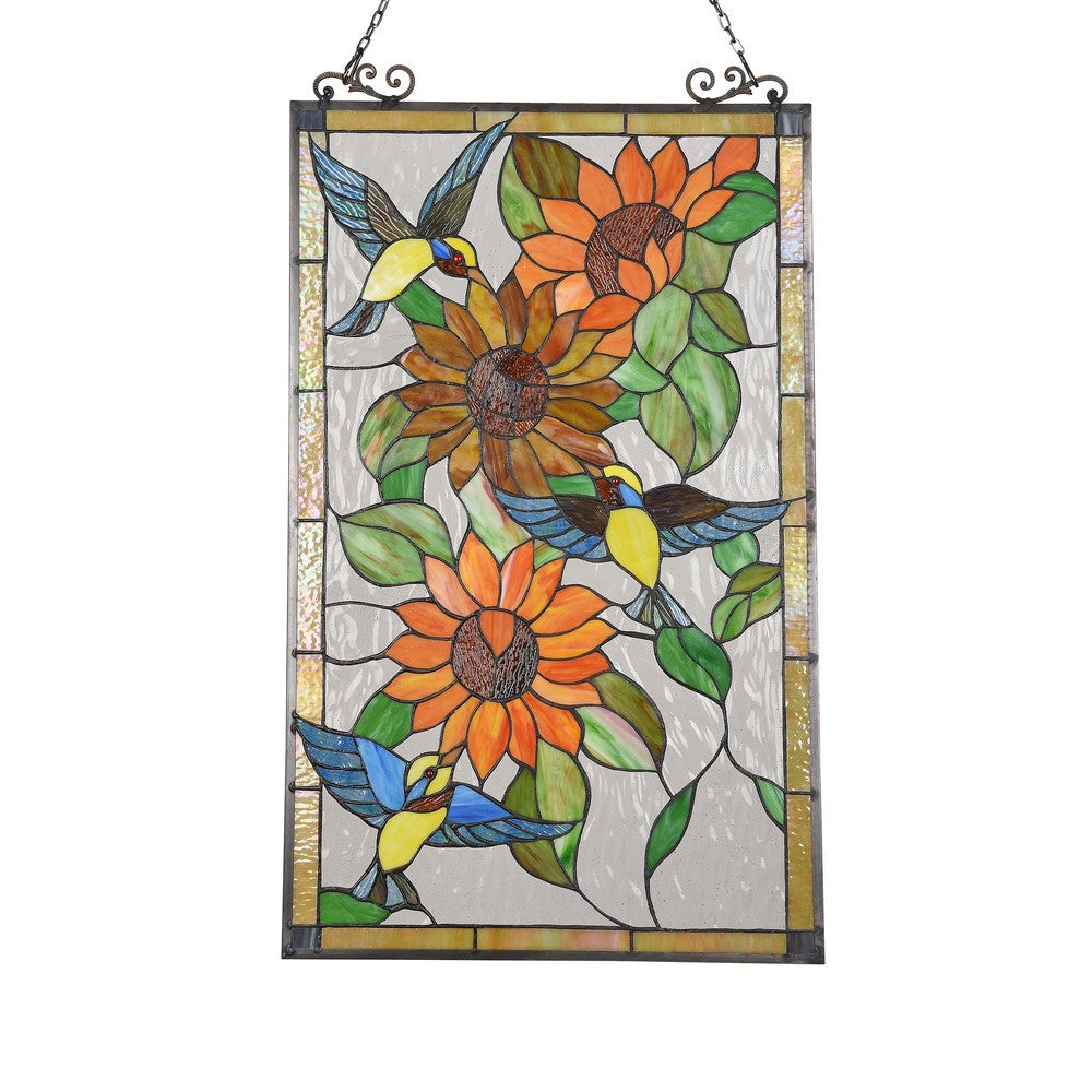 Lighting SUNFLOWER Tiffany-style Animal Design Window Panel 20’’ x 33’’ CHL-CH3P124OF33-GPN