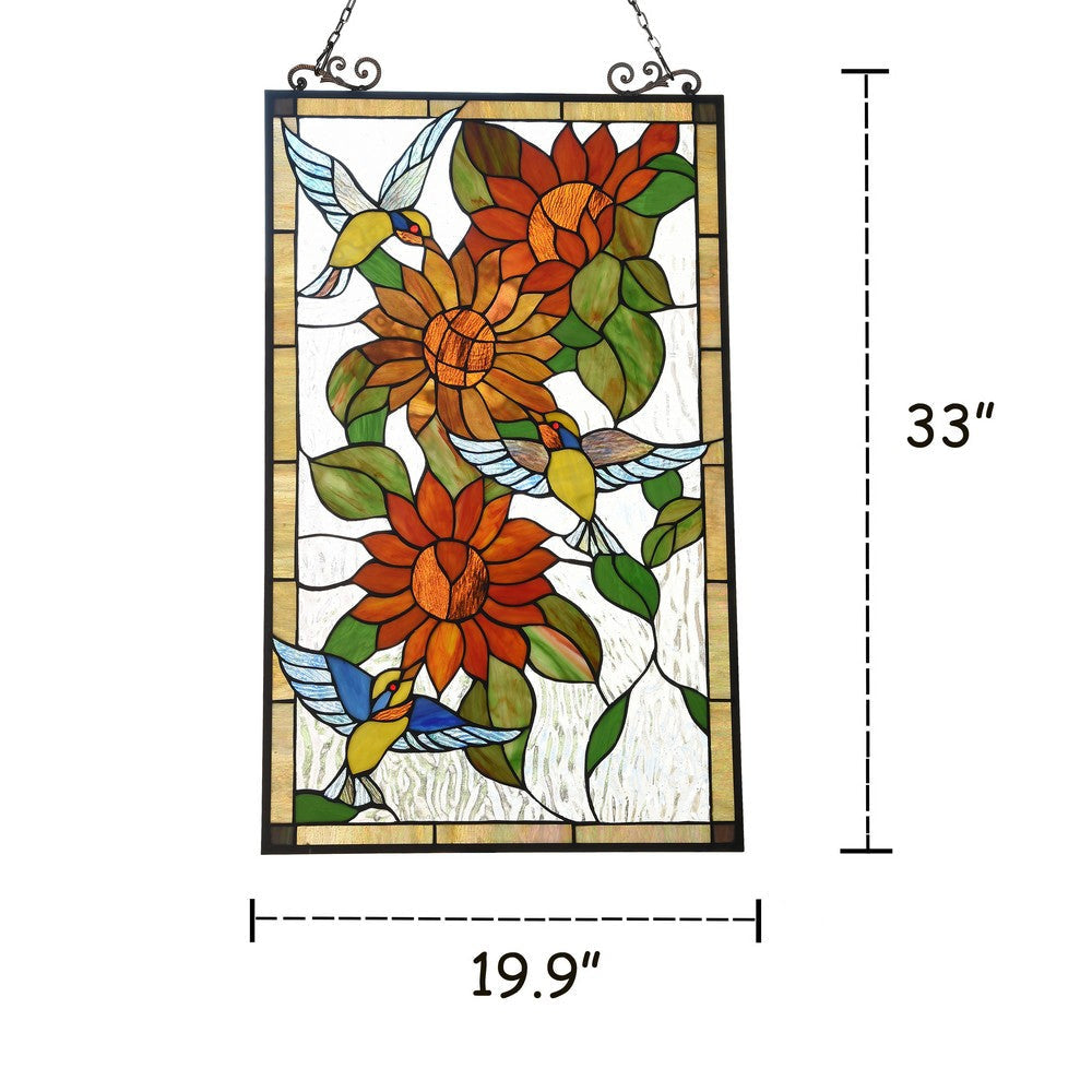 Lighting SUNFLOWER Tiffany-style Animal Design Window Panel 20’’ x 33’’ CHL-CH3P124OF33-GPN