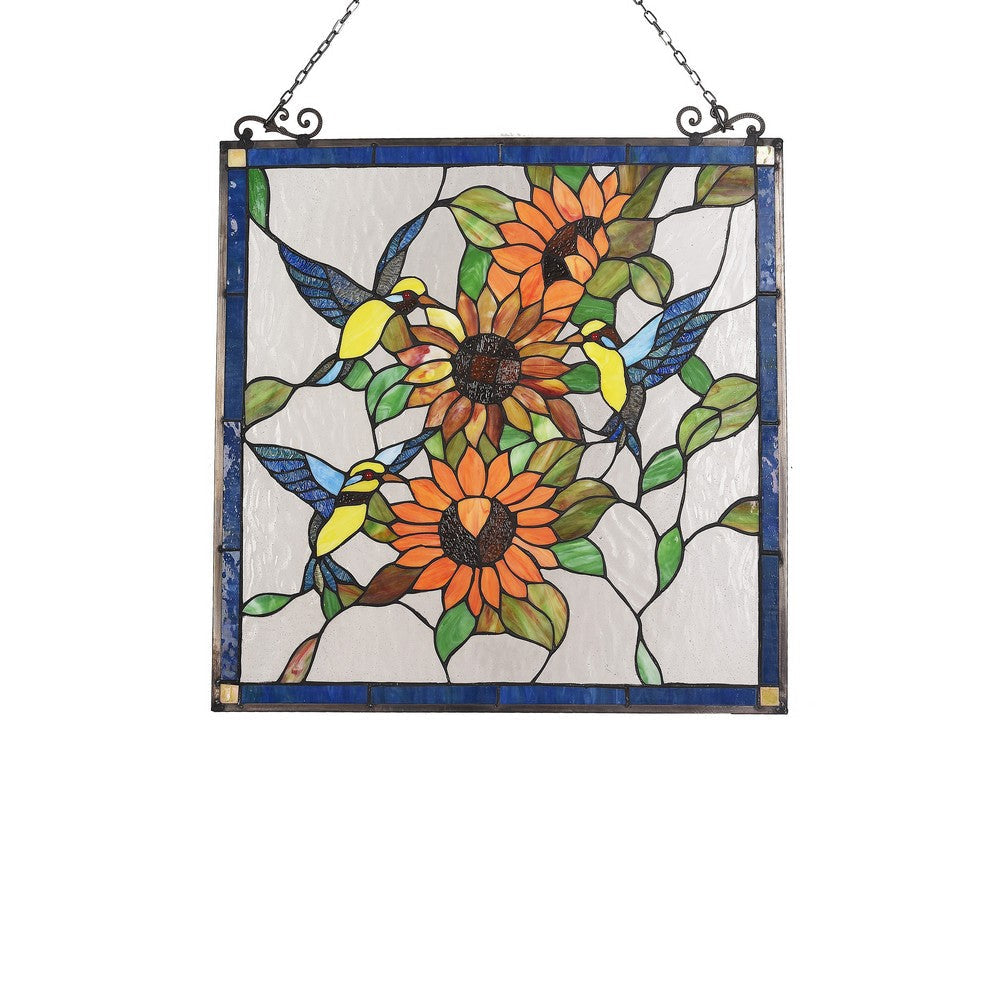 Lighting COSTA Animal Tiffany-glass Window Panel 24’’ Wide CHL-CH3P125OF24-GPN