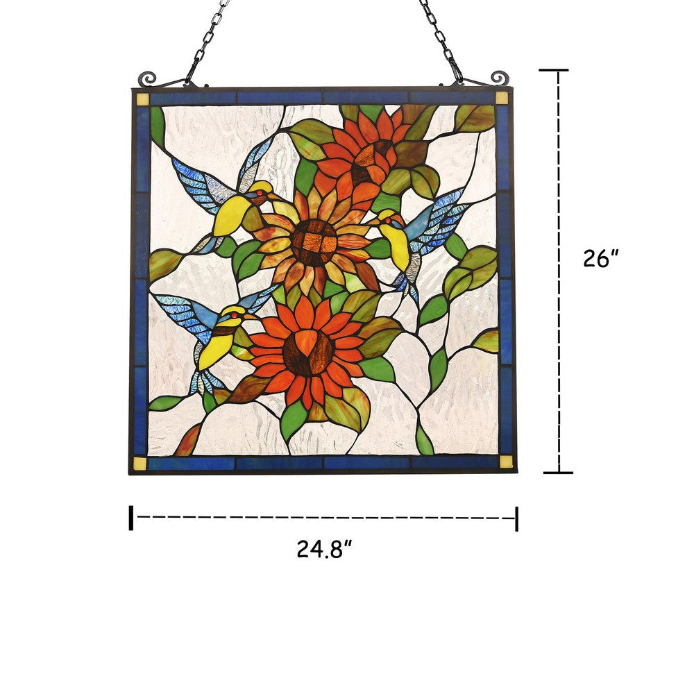 Lighting COSTA Animal Tiffany-glass Window Panel 24’’ Wide CHL-CH3P125OF24-GPN