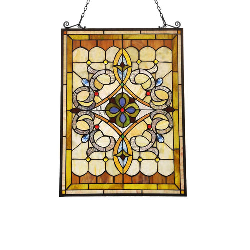 Lighting DELILAH Victorian Tiffany-glass Window Panel 24" Tall
