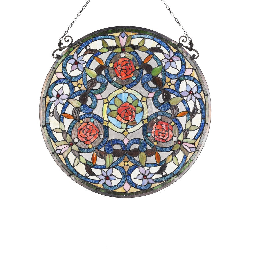 Lighting AMARYLLIS Floral Tiffany-glass Window Panel 24’’ Wide CHL-CH3P154RF24-GPN