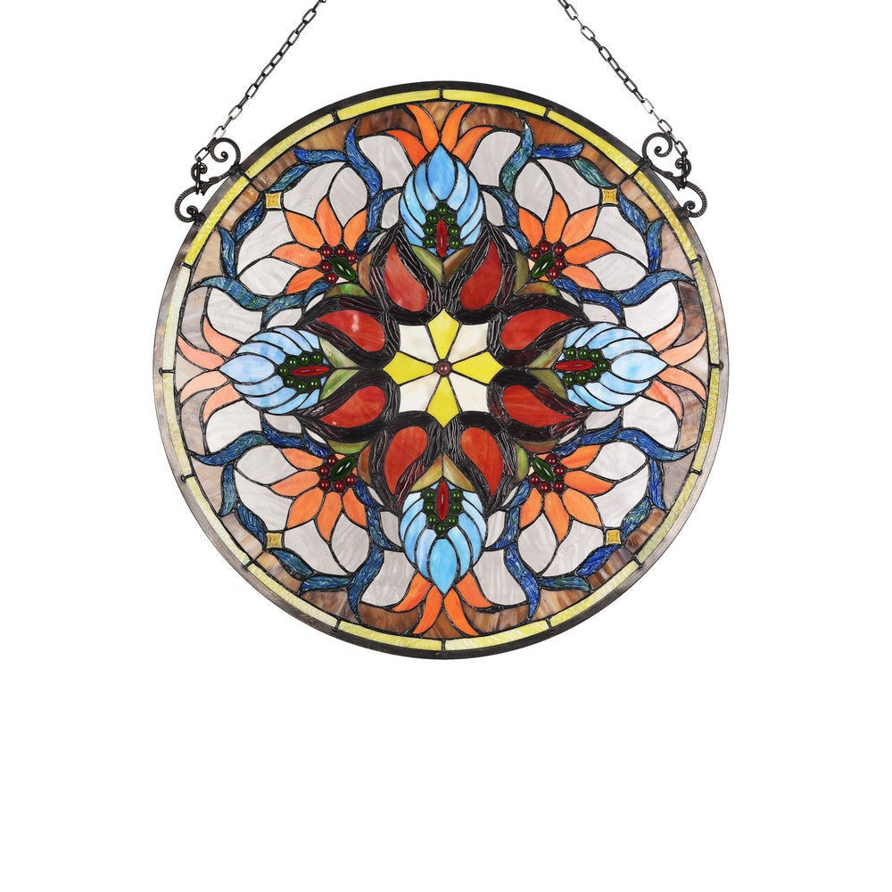 Lighting KYLIE Victorian Tiffany-glass Window Panel 24’’ Wide CHL-CH3P155RF24-GPN