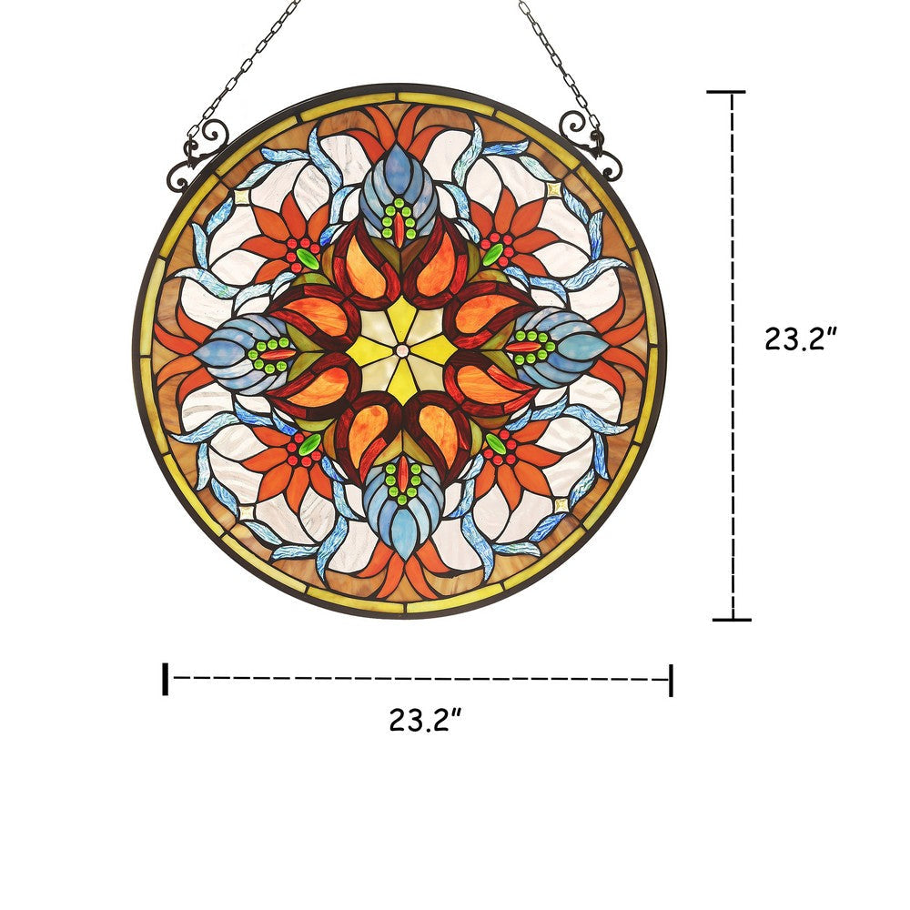 Lighting KYLIE Victorian Tiffany-glass Window Panel 24’’ Wide CHL-CH3P155RF24-GPN