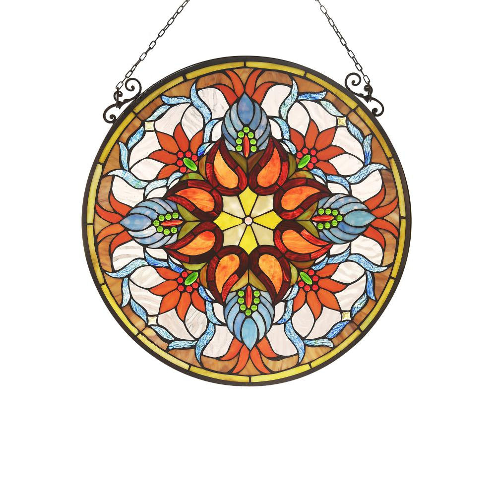 Lighting KYLIE Victorian Tiffany-glass Window Panel 24" Wide