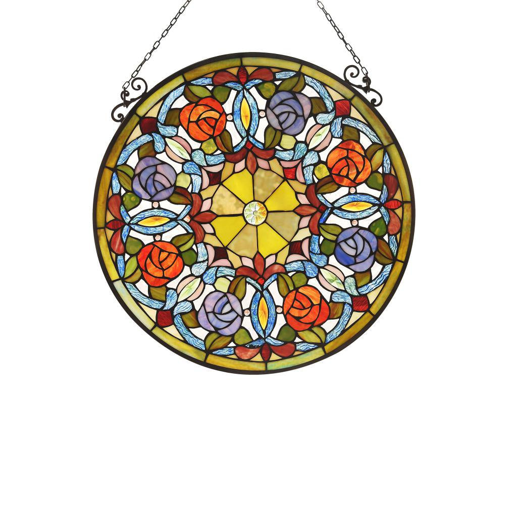 Lighting ANEMONE Floral Tiffany-glass Window Panel 24" Wide