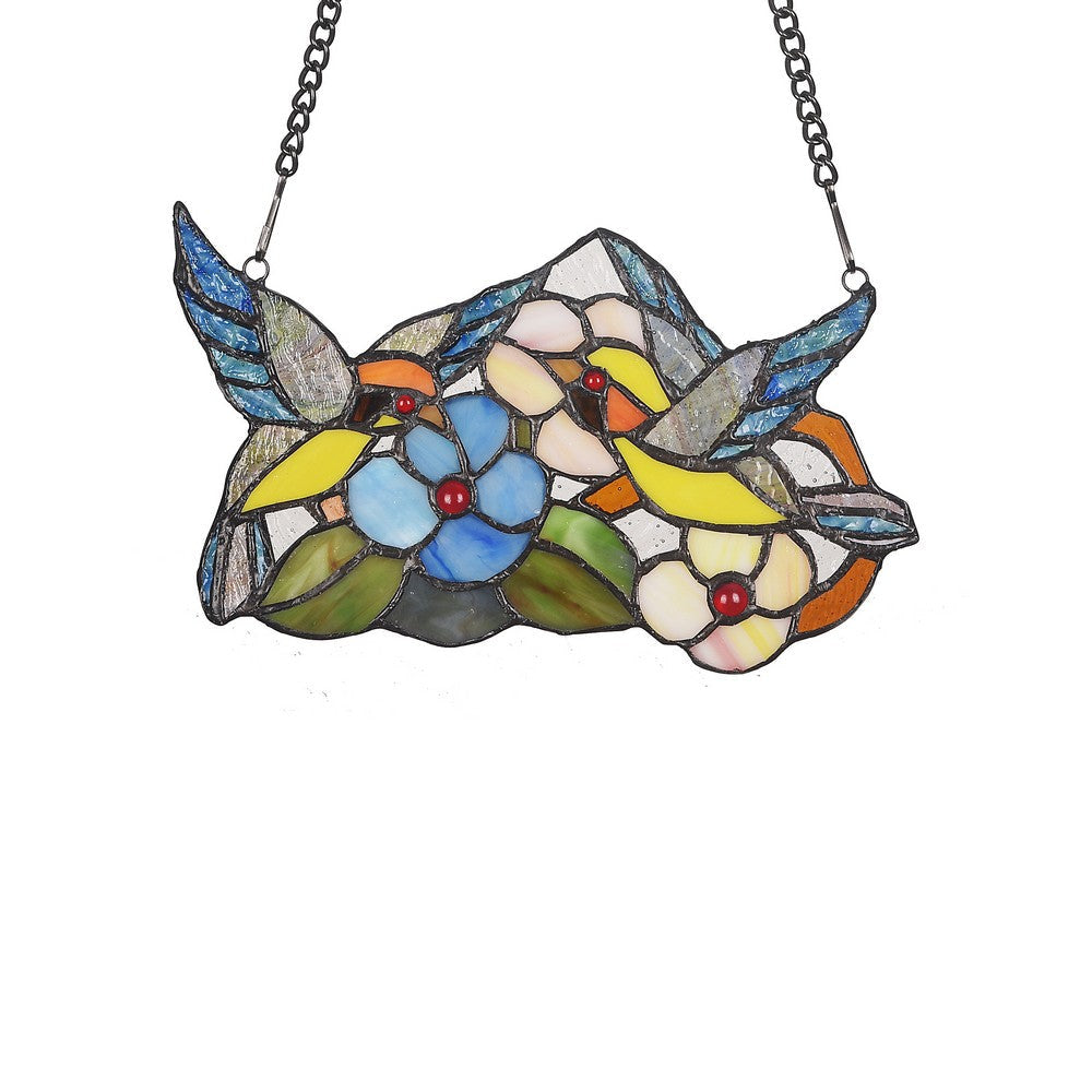 Lighting THRUSH Animal Tiffany-glass Window Panel 10’’ Wide CHL-CH3P158BA10-GPN