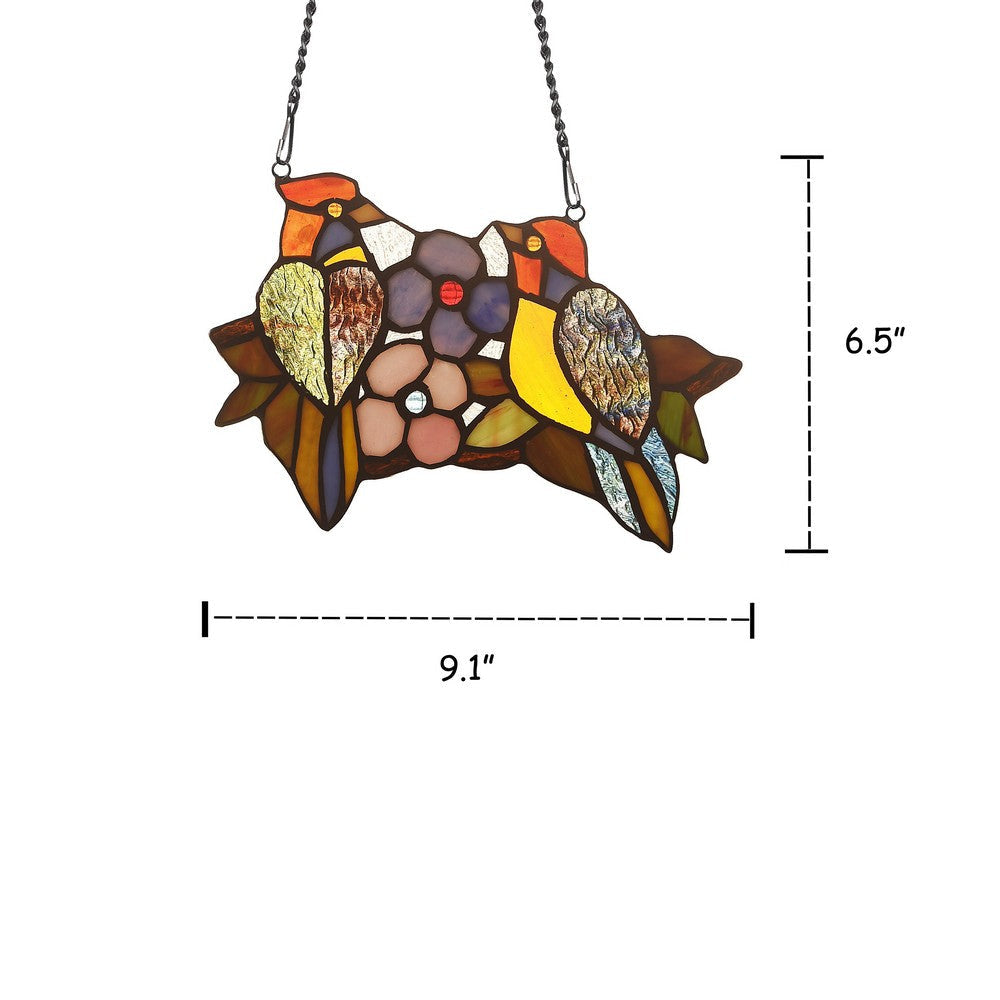 Lighting WREN Animal Tiffany-glass Window Panel 9’’ Wide CHL-CH3P159RA09-GPN