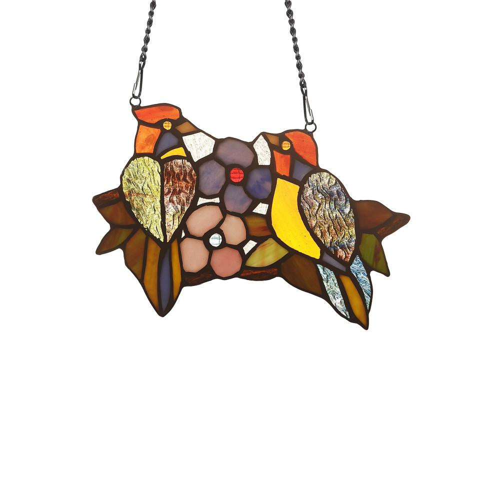 Lighting WREN Animal Tiffany-glass Window Panel 9" Wide