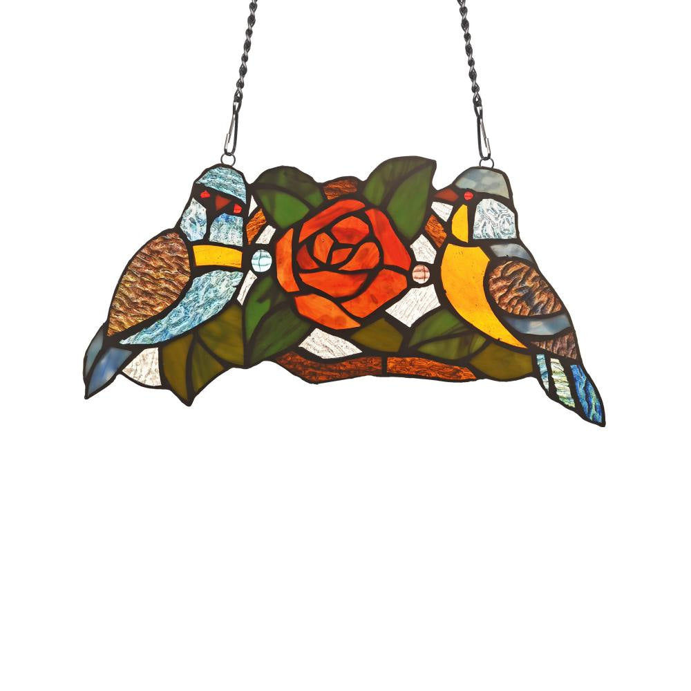 Lighting SPARROW  Animal Tiffany-glass Window Panel 12" Wide