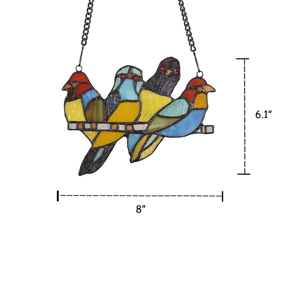 Lighting STARLING Animal Tiffany-glass Window Panel 8’’ Wide CHL-CH3P164YA08-GPN