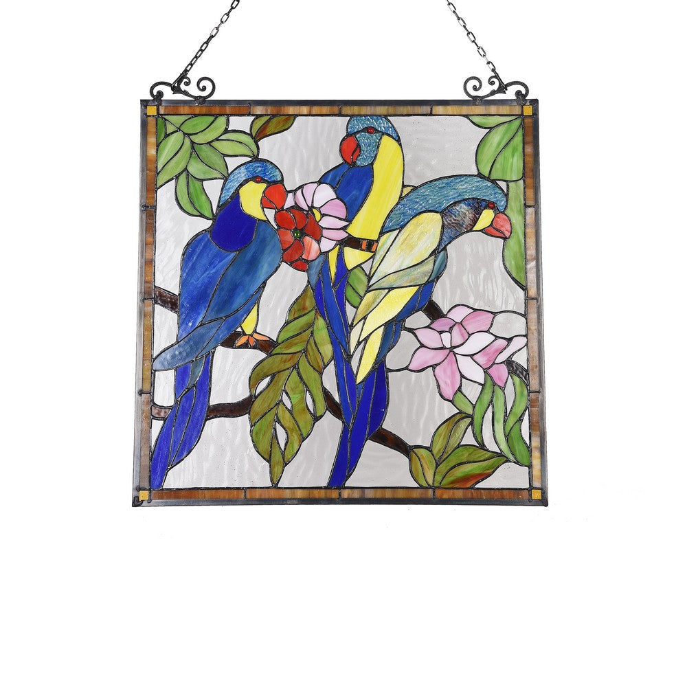 Lighting AVA Animal Tiffany-glass Window Panel 24’’ Tall CHL-CH3P181BA24-GPN