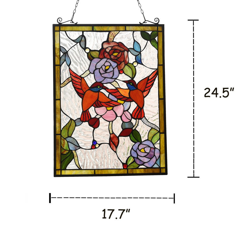 Lighting SERENADE Tiffany-style Animal Design Window Panel 18’’ x 25’’ CHL-CH3P192OF25-GPN