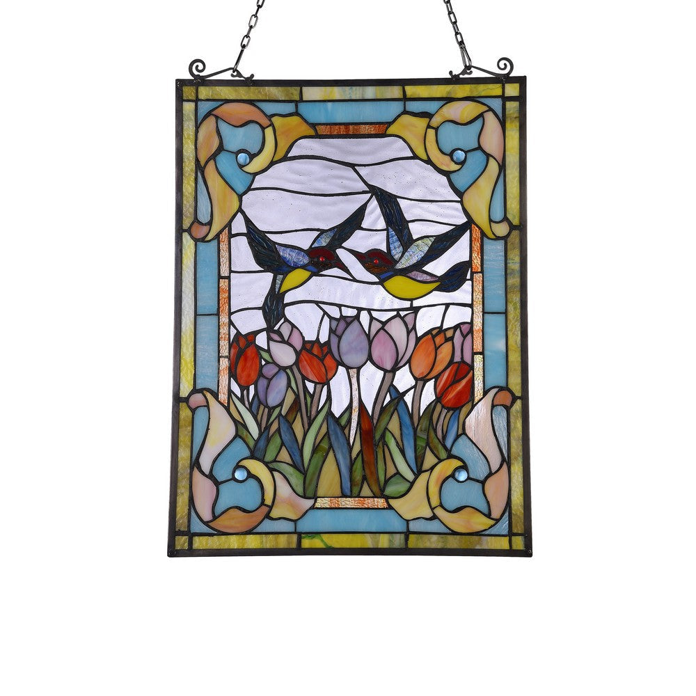 Lighting SPRING TULIPS Tiffany-style Animal Design Window Panel 18’’ x 25’’ CHL-CH3P193BF25-GPN