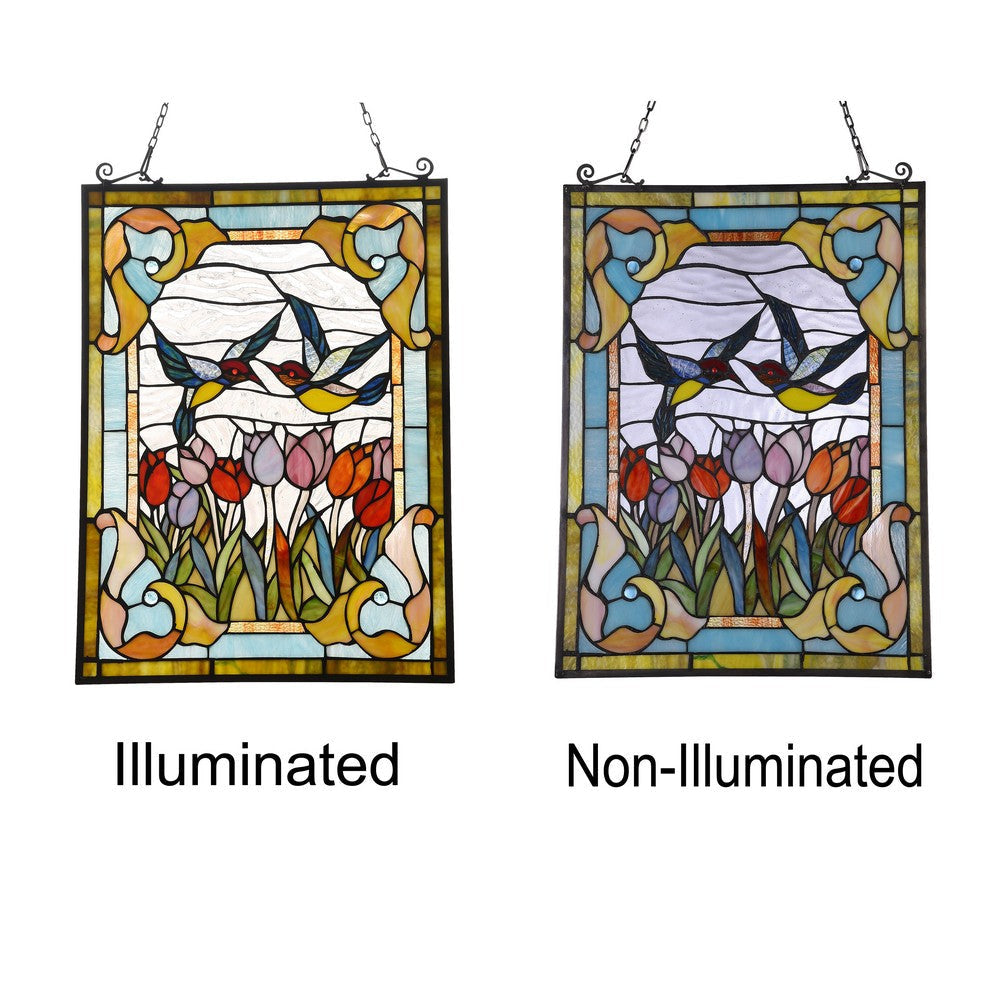 Lighting SPRING TULIPS Tiffany-style Animal Design Window Panel 18’’ x 25’’ CHL-CH3P193BF25-GPN
