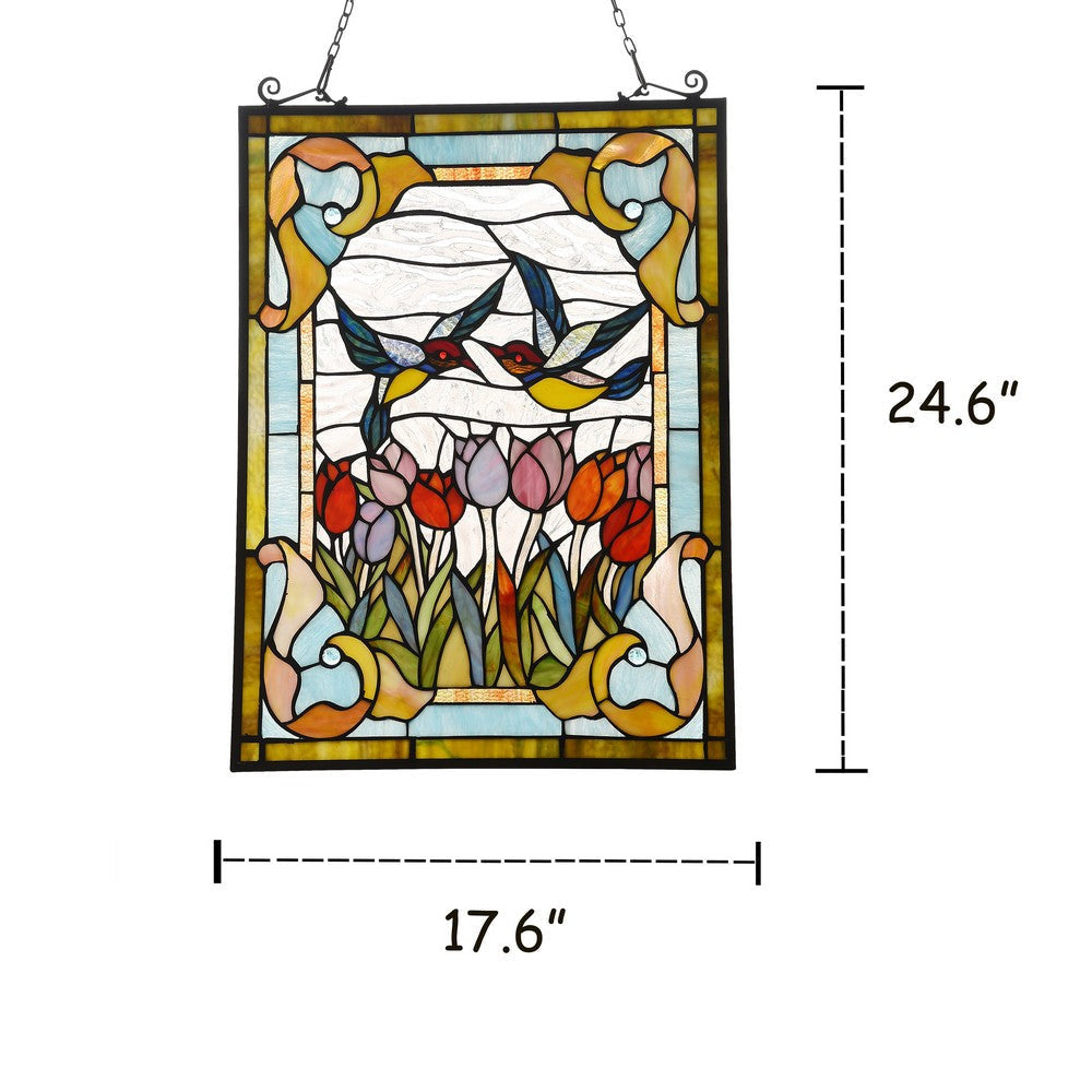 Lighting SPRING TULIPS Tiffany-style Animal Design Window Panel 18’’ x 25’’ CHL-CH3P193BF25-GPN