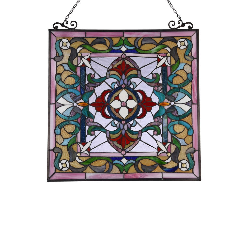 Lighting AYLEE Tiffany-style Victorian Design Window Panel 24’’ x 25’’ CHL-CH3P200GV25-GPN