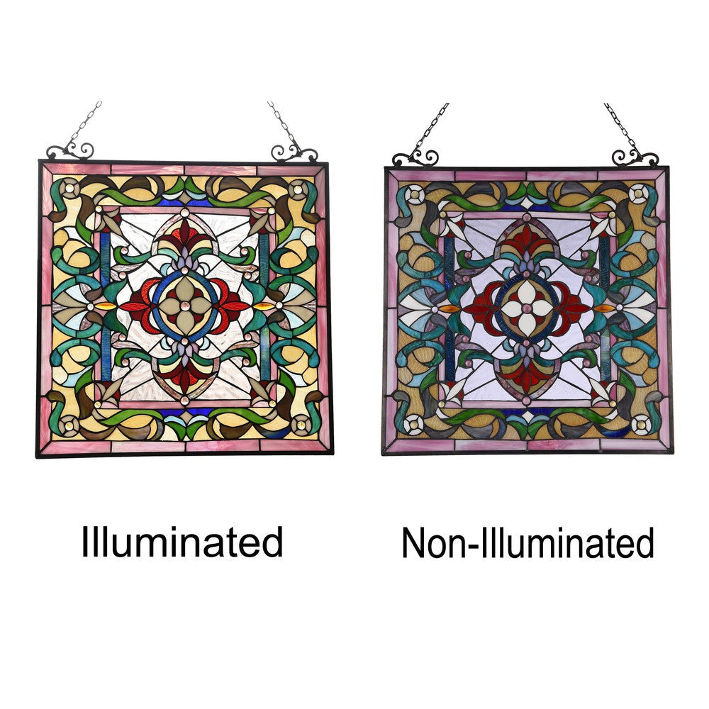 Lighting AYLEE Tiffany-style Victorian Design Window Panel 24’’ x 25’’ CHL-CH3P200GV25-GPN