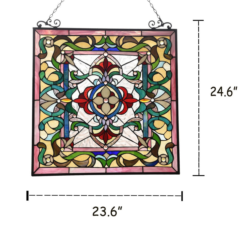 Lighting AYLEE Tiffany-style Victorian Design Window Panel 24’’ x 25’’ CHL-CH3P200GV25-GPN