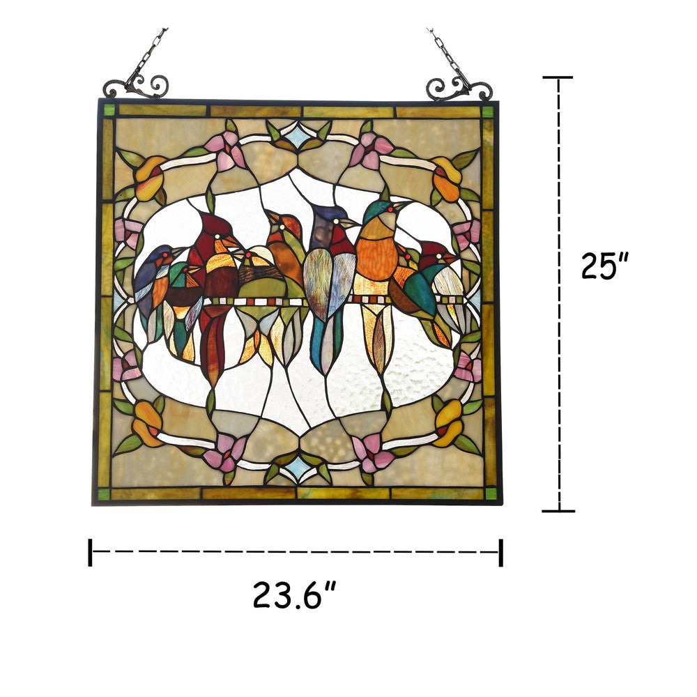 Lighting KUNO Tiffany-style Animal Design Window Panel 24’’ x 25’’ CHL-CH3P208AA25-GPN