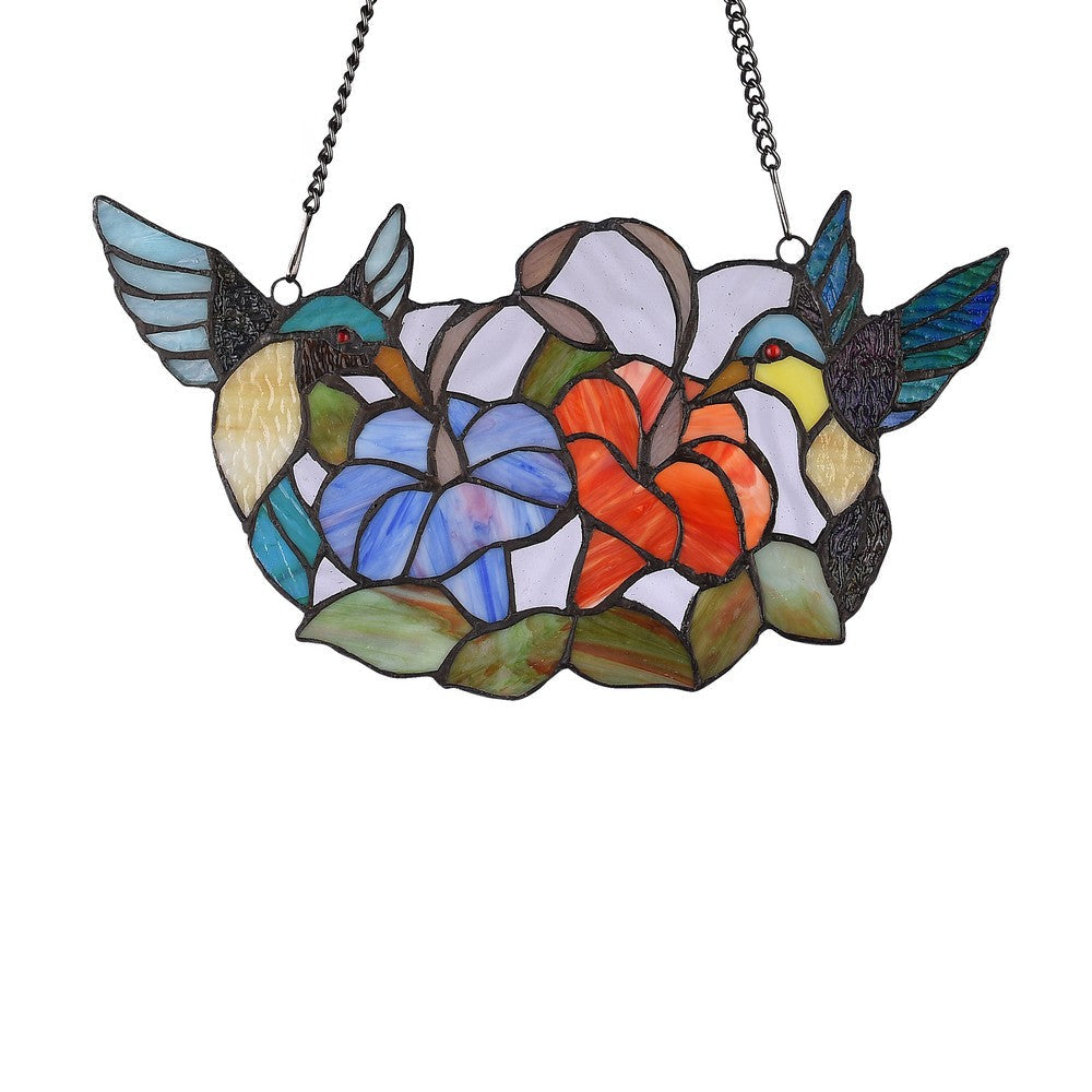 Lighting NECTAR Tiffany-style Animal Design Window Panel 15’’ x 8’’ CHL-CH3P218RA15-GPN