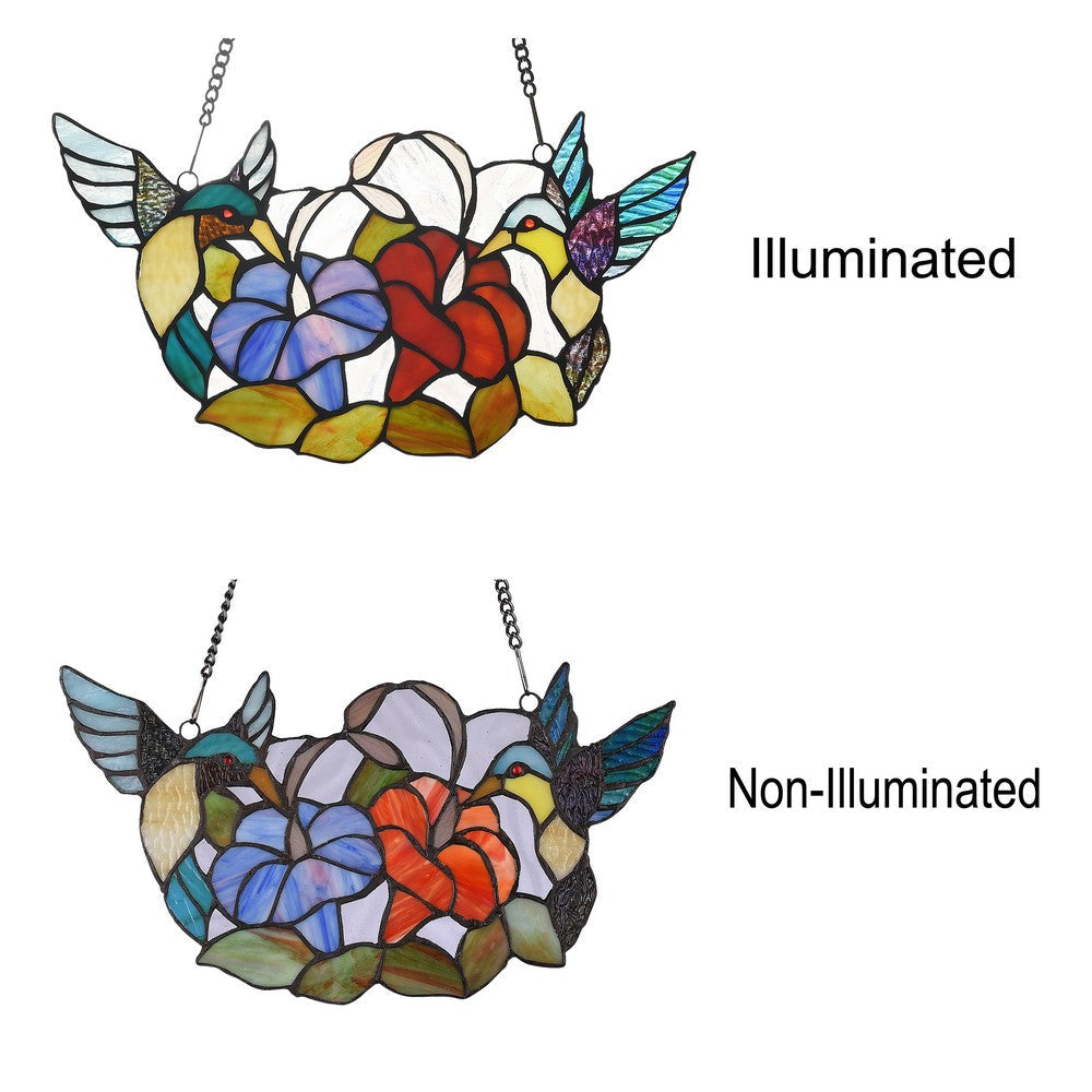 Lighting NECTAR Tiffany-style Animal Design Window Panel 15’’ x 8’’ CHL-CH3P218RA15-GPN
