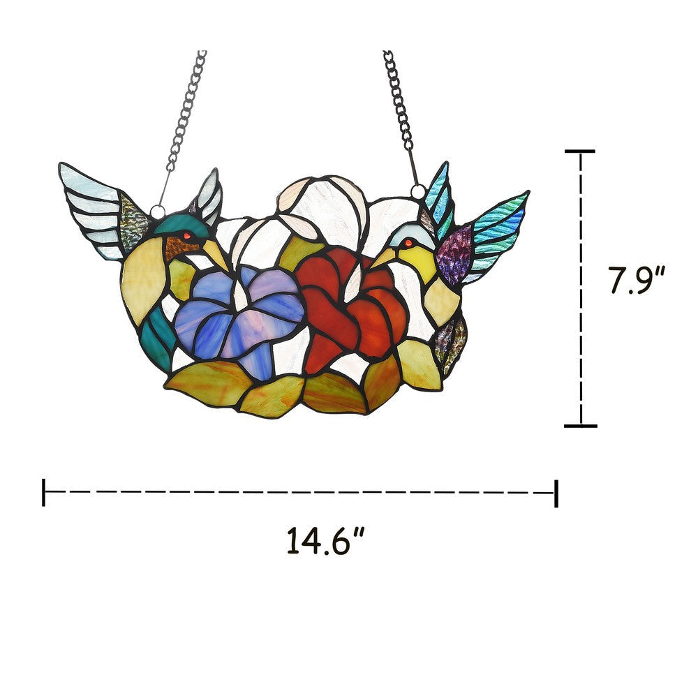 Lighting NECTAR Tiffany-style Animal Design Window Panel 15’’ x 8’’ CHL-CH3P218RA15-GPN