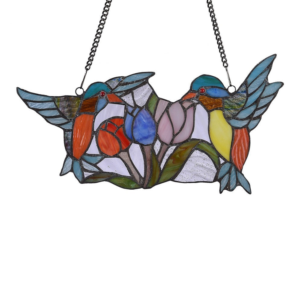 Lighting NECTAR Tiffany-style Animal Design Window Panel 16’’ x 9’’ CHL-CH3P219OA16-GPN