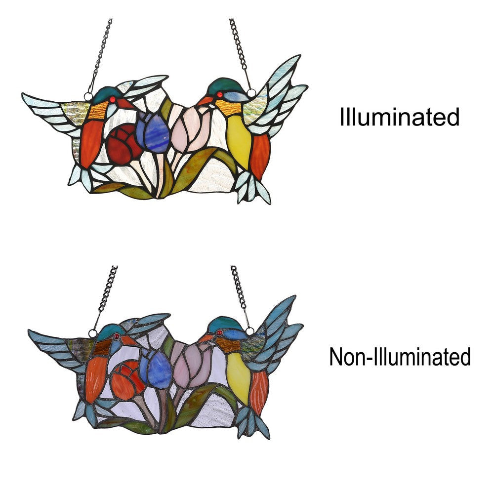 Lighting NECTAR Tiffany-style Animal Design Window Panel 16’’ x 9’’ CHL-CH3P219OA16-GPN