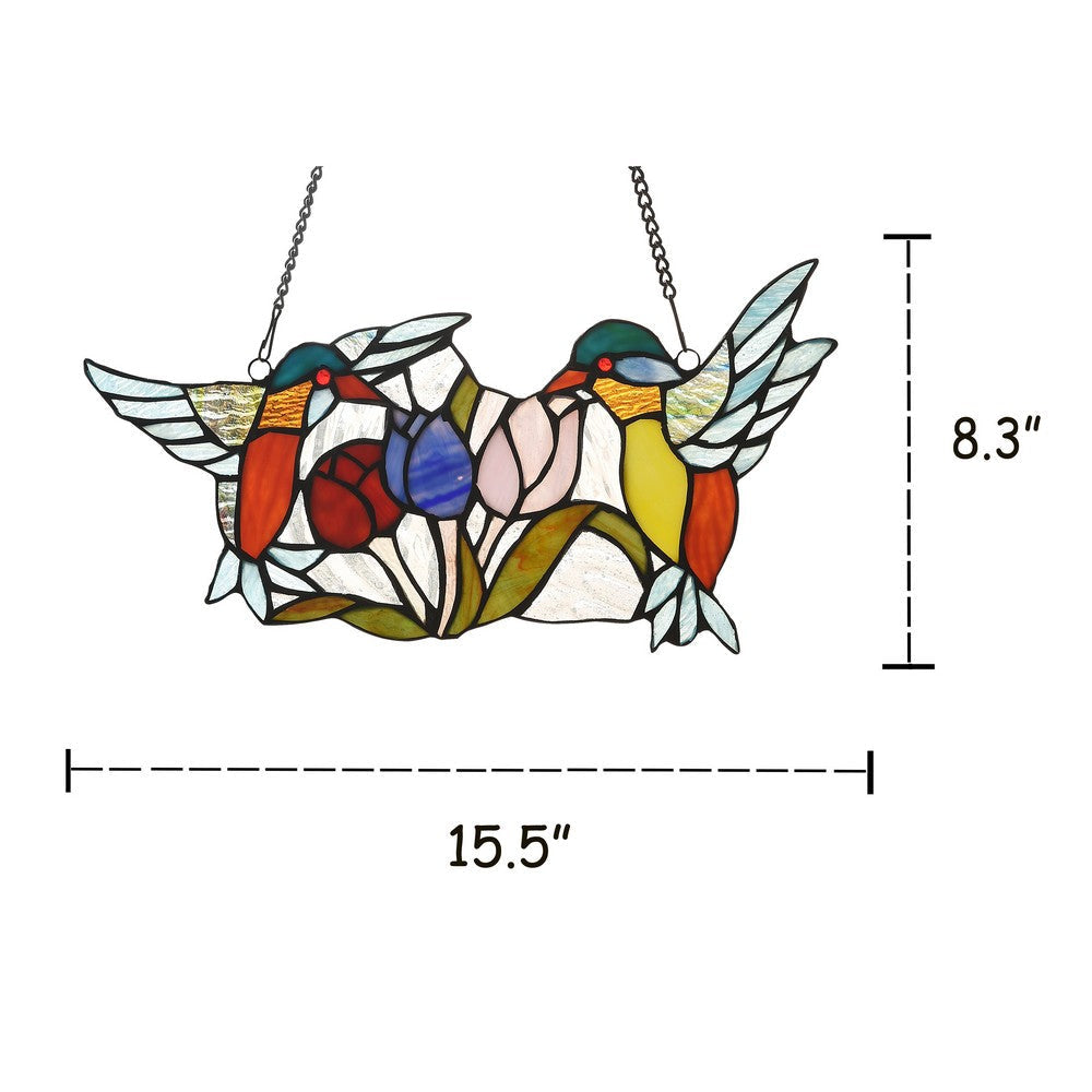 Lighting NECTAR Tiffany-style Animal Design Window Panel 16’’ x 9’’ CHL-CH3P219OA16-GPN