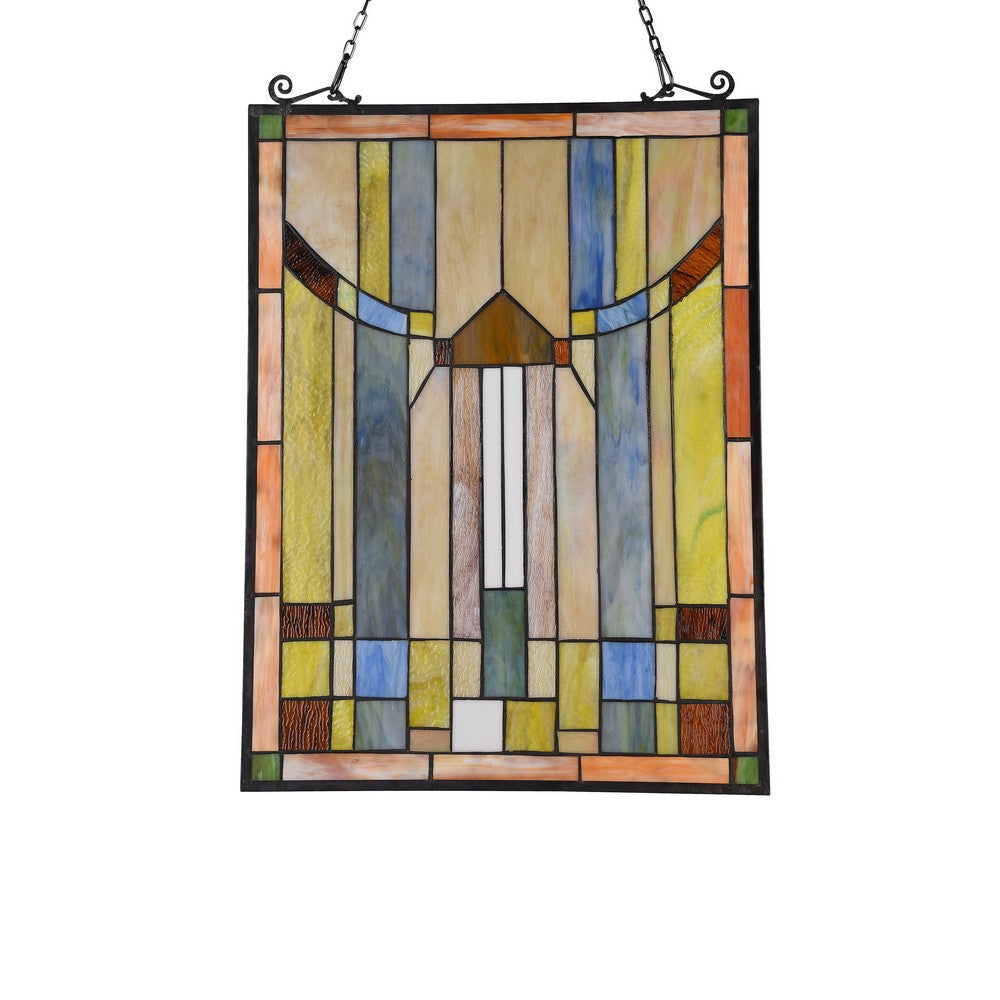Lighting KINSEY Tiffany-style Misssion Design Window Panel 18’’ x 25’’ CHL-CH3P293MS25-GPN