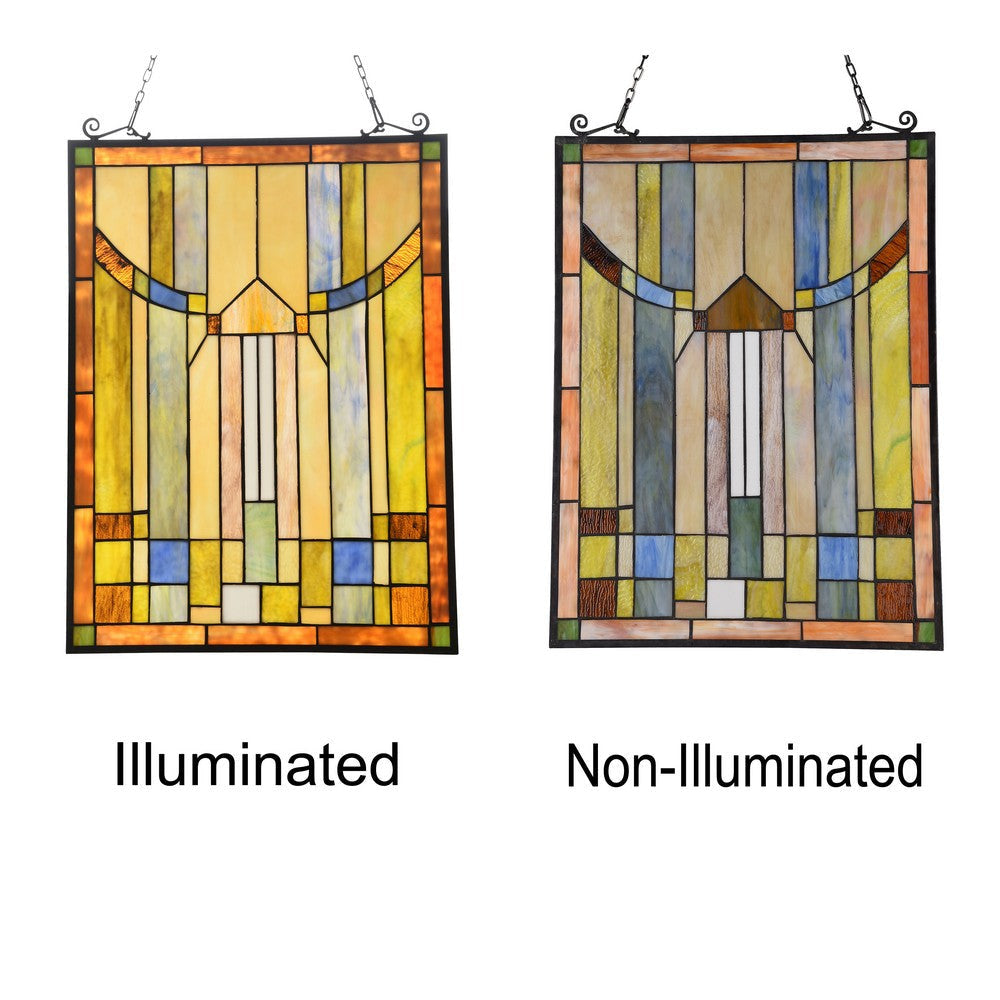 Lighting KINSEY Tiffany-style Misssion Design Window Panel 18’’ x 25’’ CHL-CH3P293MS25-GPN