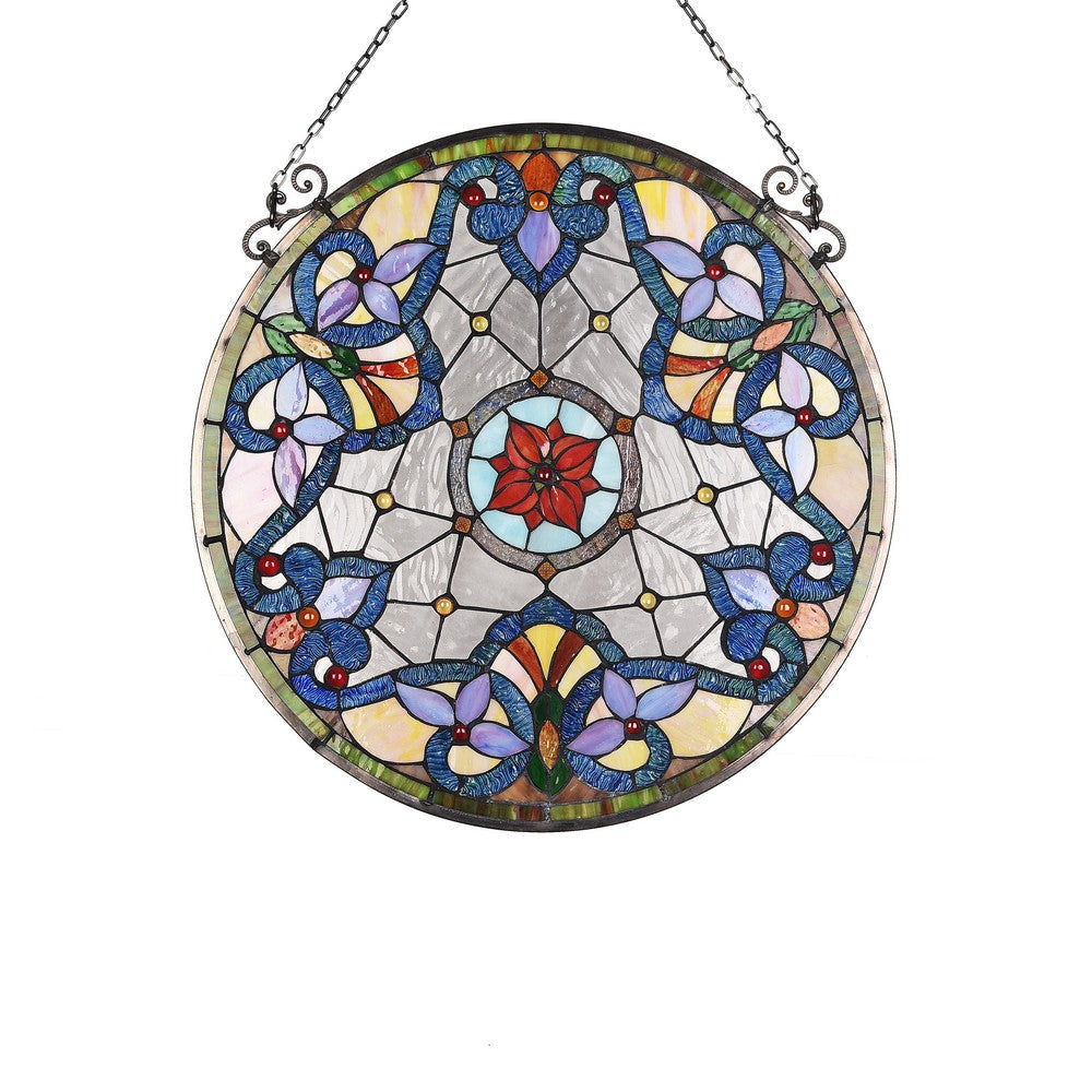 Lighting NORAH Victorian Tiffany-glass Window Panel 24’’ Tall CHL-CH3P313VI24-GPN