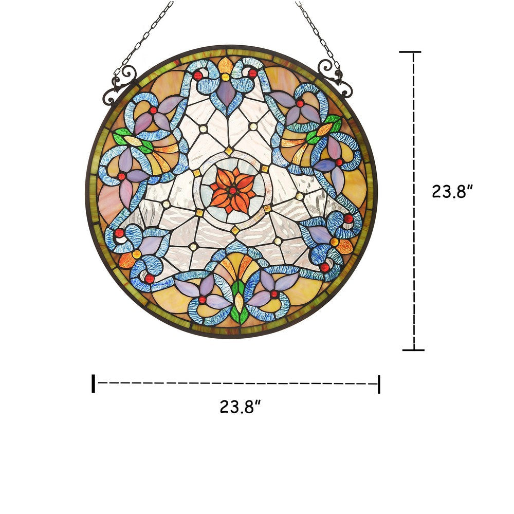 Lighting NORAH Victorian Tiffany-glass Window Panel 24’’ Tall CHL-CH3P313VI24-GPN