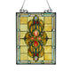 25 Inch Rectangular Glass Window Panel with Victorian Motifs, Multicolor