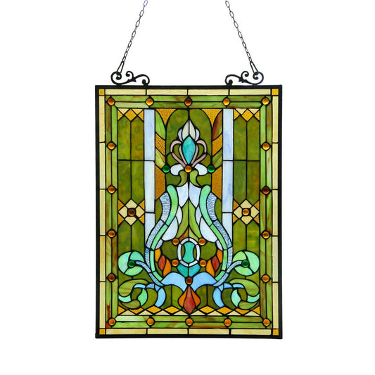 Chloe Lighting Carina Tiffany-Style Victorian Glass Window Panel 18X25.5