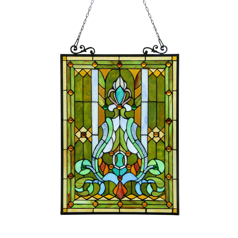Chloe Lighting Carina Tiffany-Style Victorian Glass Window Panel 18X25.5