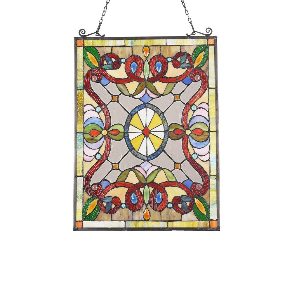 Lighting RAYLIE Victorian Tiffany-glass Window Panel 24’’ Tall CHL-CH3P353GV24-GPN