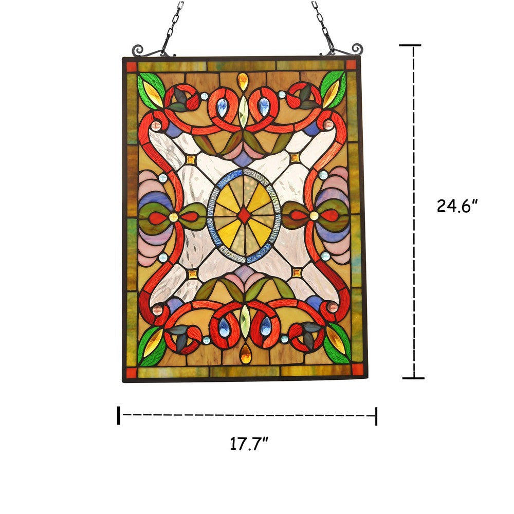 Lighting RAYLIE Victorian Tiffany-glass Window Panel 24’’ Tall CHL-CH3P353GV24-GPN