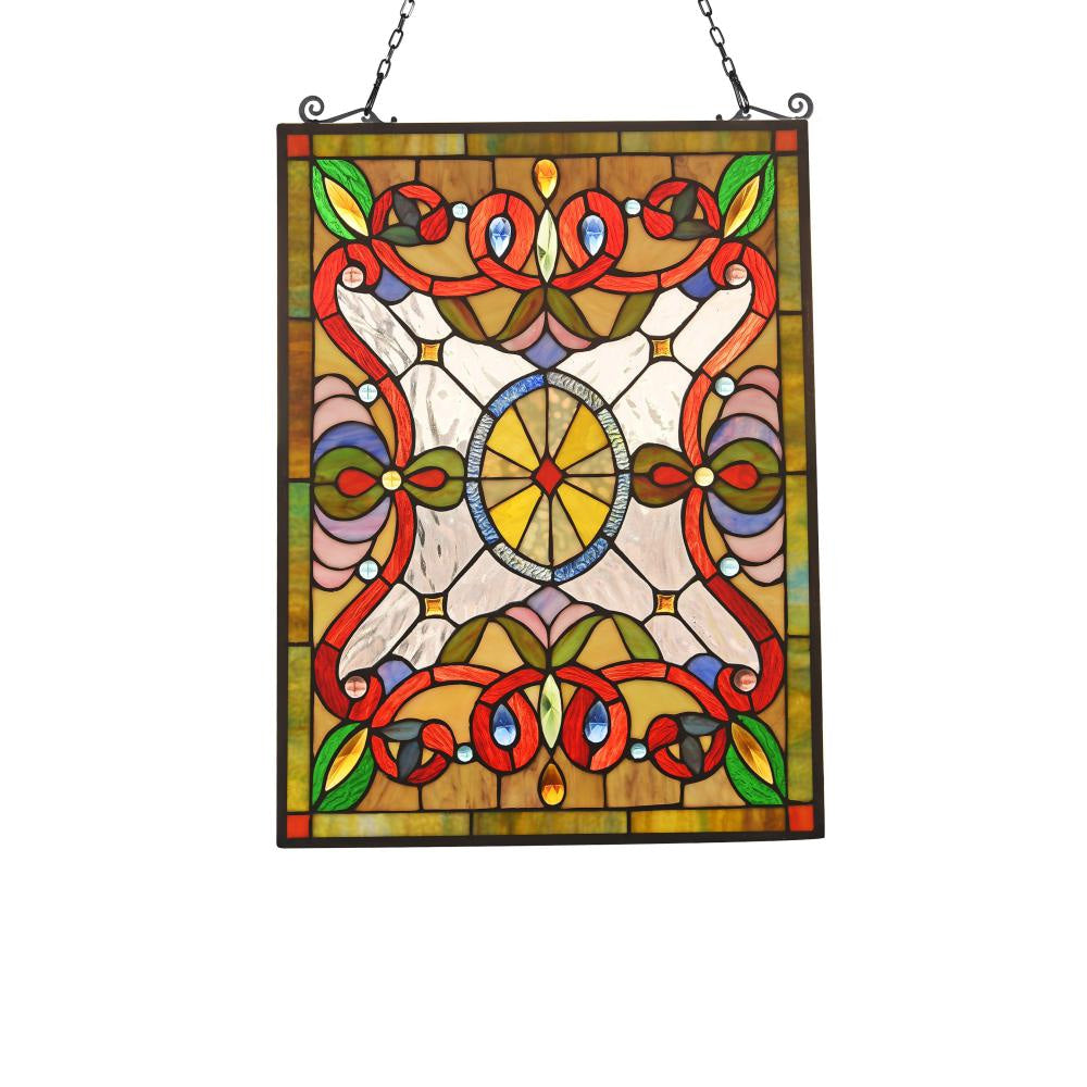 Lighting RAYLIE Victorian Tiffany-glass Window Panel 24" Tall