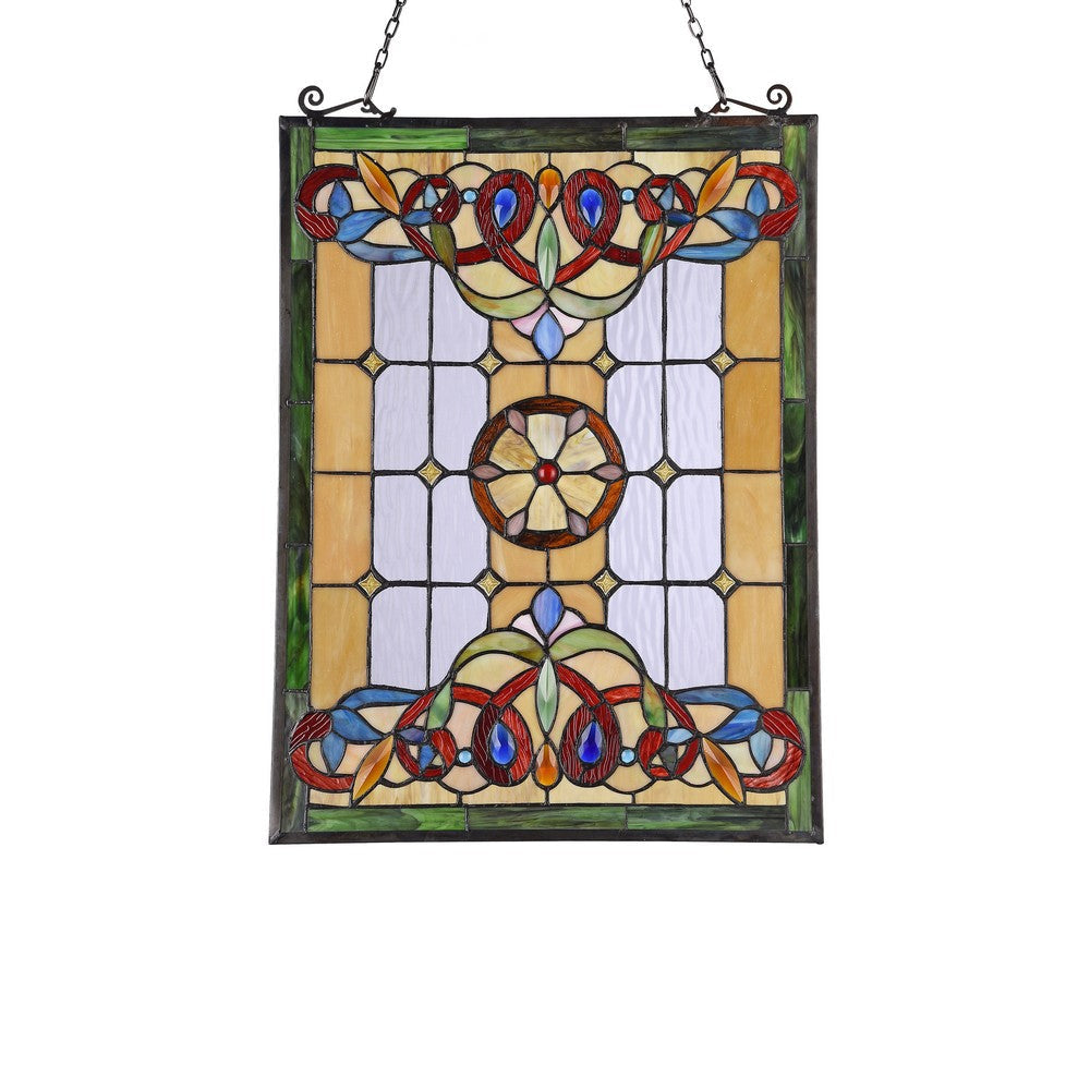 Lighting BILLIE Tiffany-style Victorian Design Window Panel 18’’ x 25’’ CHL-CH3P355AV25-GPN