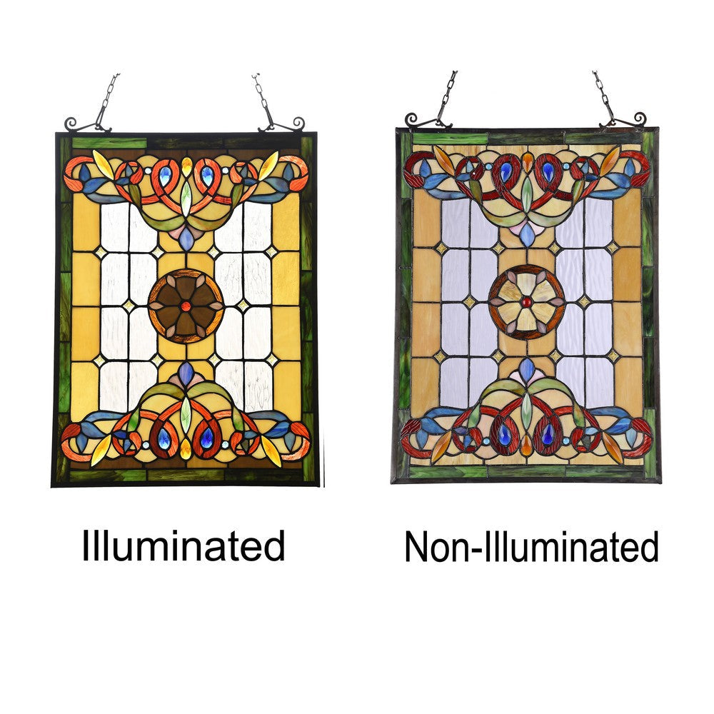 Lighting BILLIE Tiffany-style Victorian Design Window Panel 18’’ x 25’’ CHL-CH3P355AV25-GPN