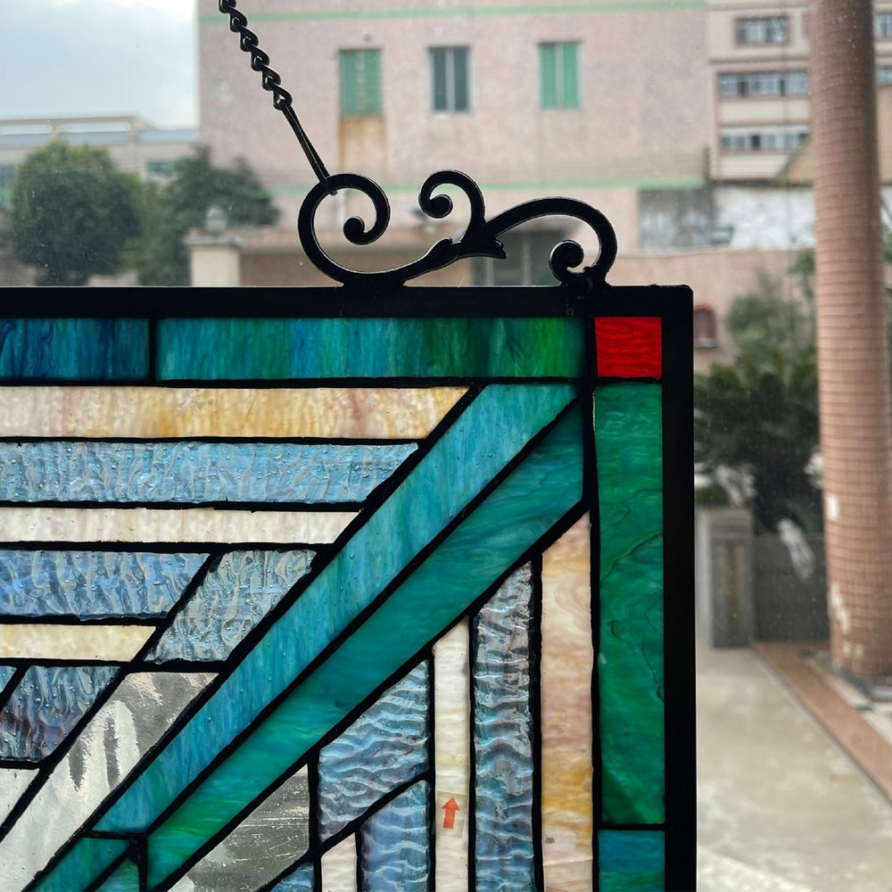 CHLOE Lighting INNES Mission Tiffany-style Stained Glass Window Panel 26’’ Tall CHL-CH3P359BM26-GPN